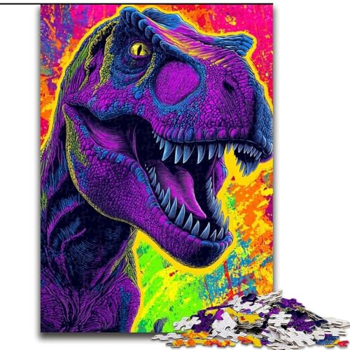 Puzzles für Erwachsene und Jugendliche, Puzzle Psychedelischer Tyrannosaurus Rex, Spielzeug, Lernspiele, Stressabbau, Eltern-Kind-Interaktion (Größe 26x38cm) von RZFWJL