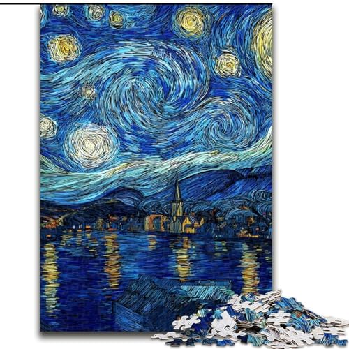 Puzzles für Erwachsene und Jugendliche, Puzzle Van Gogh Nachthimmel, Spielzeug, Lernspiele, Stressabbau, Eltern-Kind-Interaktion (Größe 50x75cm) von RZFWJL
