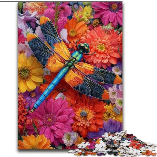 Puzzles für Erwachsene und Jugendliche, Puzzle mit Blumen und Libellen, Spielzeug, Lernspiele, Stressabbau, Eltern-Kind-Interaktion (Größe 50x75cm) von RZFWJL