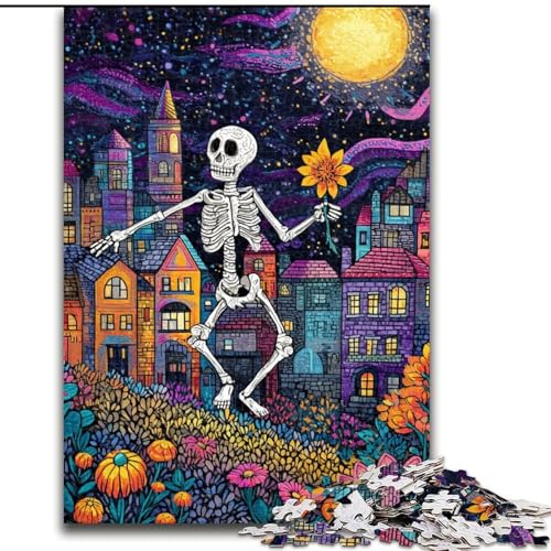 Puzzles für Erwachsene und Jugendliche, Puzzle mit Blumenschädel, Spielzeug, Lernspiele, Stressabbau, Eltern-Kind-Interaktion (Größe 50x75cm) von RZFWJL