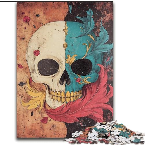 Puzzles für Erwachsene und Jugendliche, Puzzle mit Totenkopffedern, Spielzeug, Lernspiele, Stressabbau, Eltern-Kind-Interaktion (Größe 26x38cm) von RZFWJL