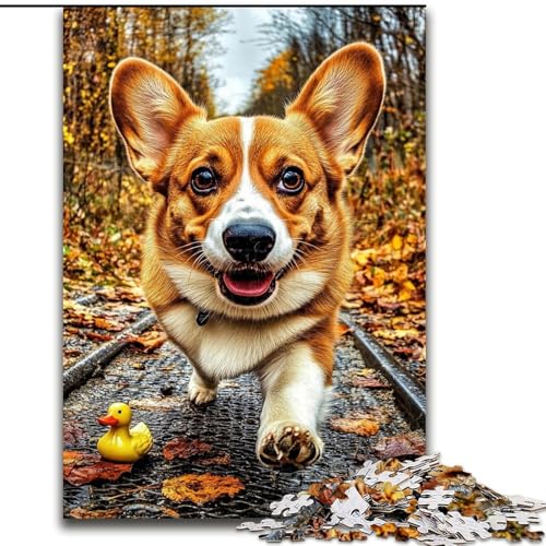 Puzzles für Erwachsene und Teenager, Puzzle Happy Corgi, Spielzeug, Lernspiele, Stressabbau, Eltern-Kind-Interaktion (Größe 26x38cm) von RZFWJL