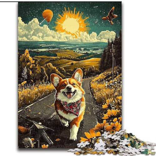 Puzzles für Erwachsene und Teenager, Puzzle Happy Corgi, Spielzeug, Lernspiele, Stressabbau, Eltern-Kind-Interaktion (Größe 50x75cm) von RZFWJL