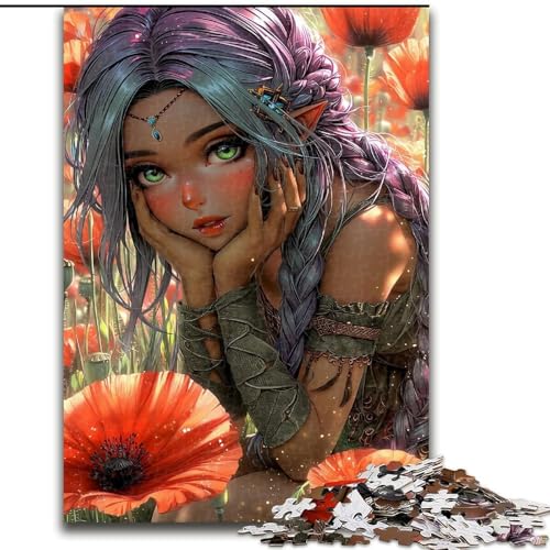 Puzzles für Erwachsene und Teenager, Puzzle Mohnblumenmädchen, Spielzeug, Lernspiele, Stressabbau, Eltern-Kind-Interaktion (Größe 50x75cm) von RZFWJL