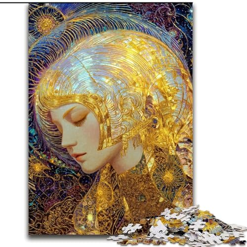 Puzzles für Erwachsene und Teenager, Puzzle Schönes goldenes Mädchen, Spielzeug, Lernspiele, Stressabbau, Eltern-Kind-Interaktion (Größe 26x38cm) von RZFWJL