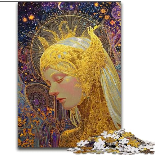 Puzzles für Erwachsene und Teenager, Puzzle Schönes goldenes Mädchen, Spielzeug, Lernspiele, Stressabbau, Eltern-Kind-Interaktion (Größe 50x75cm) von RZFWJL