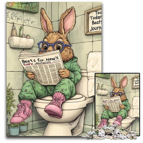 Rabbit Go Toilet 1000-teiliges Puzzle für Erwachsene, kreatives Familienspiel und Heimdekoration, Teenager, 26x38cm/10,23x14,96 Zoll von RZFWJL