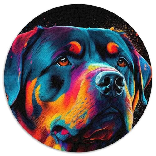 Rottweiler-Puzzle, buntes Hunde-Puzzle, 1000 Teile, für Erwachsene, 1000-teiliges rundes Puzzle, Spaß für die ganze Familie, Basteln, perfekt für Geburtstage, Feiertage, 67,5 x 67,5 cm Rottweiler-Puzzle, buntes Hunde-Puzzle, 1000 Teile, für Erwachsene, 1000-teiliges rundes Puzzle, Spaß für die ganze Familie, Basteln, perfekt für Geburtstage, Feiertage, 67,5 x 67,5 cm von RZFWJL