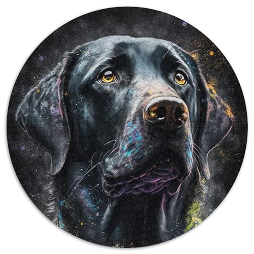 Schwarzer Golden Retriever 1000-teiliges Puzzle, runde Puzzles 1000 Teile für Erwachsene, anspruchsvolles Denkspiel – entspannendes Spielzeug für Teenager, 67,5 x 67,5 cm von RZFWJL