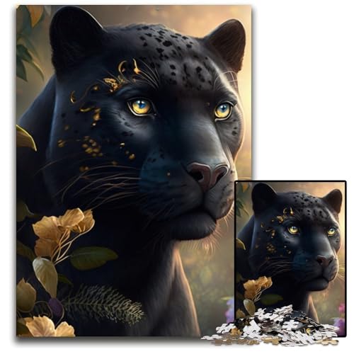 Schwarzer Leopard Puzzle 1000 Teile Unmögliches Puzzle für Erwachsene DIY Heimdekoration Geschenk, Denkspiel 26x38cm/10,23x14,96 Zoll Schwarzer Leopard Puzzle 1000 Teile Unmögliches Puzzle für Erwachsene DIY Heimdekoration Geschenk, Denkspiel 26x38cm/10,23x14,96 Zoll von RZFWJL