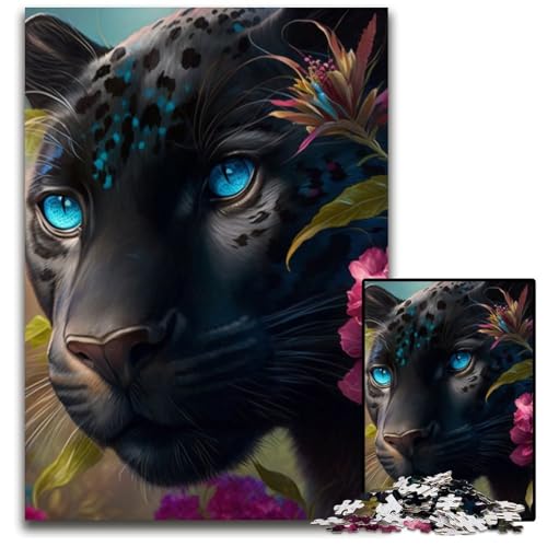Schwarzer Leopard Puzzle für Erwachsene 1000 Teile Unmögliches Puzzle für Erwachsene Denksportaufgabe, Spiel für Erwachsene, interaktive Familienaktivität 26x38cm/10,23x14,96 Zoll von RZFWJL