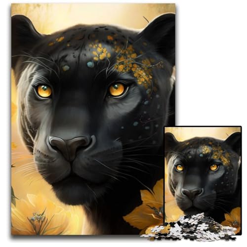 Schwarzer Leopard Puzzle für Erwachsene 1000 Teile Unmögliches Puzzle für Erwachsene Denksportaufgabe, Spiel für Erwachsene, interaktive Familienaktivität 26x38cm/10,23x14,96 Zoll von RZFWJL