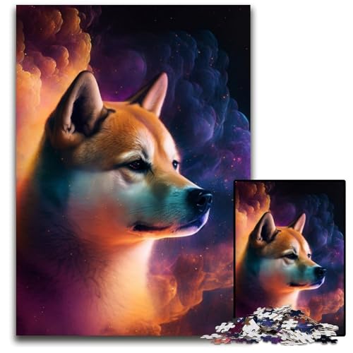 Shiba Inu Nebula Puzzle für Erwachsene, 1000 Teile, Unmögliches Puzzle für Erwachsene, Denksportaufgabe, Spiel für Erwachsene, interaktive Familienaktivität, 26x38cm/10,23x14,96 Zoll von RZFWJL