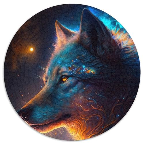 Space Wolf 1000-teiliges Puzzle, runde Puzzles mit 1000 Teilen für Erwachsene, anspruchsvolles Denkspiel – entspannendes Spielzeug für Teenager, 67,5 x 67,5 cm von RZFWJL