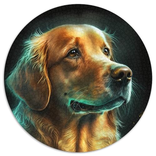 Spirited Golden Retriever 1000-teiliges Puzzle, rundes Puzzle 1000 Teile, Lernspielzeug für Teenager, Heim- und Bürodekoration, 67,5 x 67,5 cm Spirited Golden Retriever 1000-teiliges Puzzle, rundes Puzzle 1000 Teile, Lernspielzeug für Teenager, Heim- und Bürodekoration, 67,5 x 67,5 cm von RZFWJL