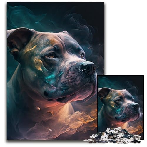 Staffordshire Bull Terrier Puzzle für Erwachsene, 1000 Teile, Papppuzzle, anspruchsvolles Denkspiel für Teenager, interaktives Familienspiel, 26x38cm/10,23x14,96 Zoll von RZFWJL