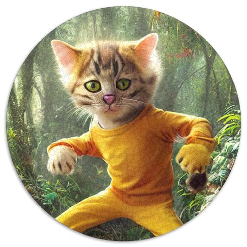 Tanzende Katze 1000-teiliges Puzzle, 1000-teiliges rundes Puzzle für Erwachsene, Lernspielzeug für Jugendliche, Heimbüro-Dekor, 67,5 x 67,5 cm von RZFWJL