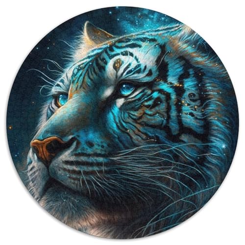 Tiger-Puzzle, 1000 Teile, rund, 1000 Teile, für Erwachsene, interaktives Familienspiel, Denksportaufgabe, Lernspielzeug, 67,5 x 67,5 cm von RZFWJL