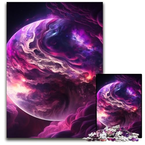 Universum-Planeten-Landschafts-Puzzle für Erwachsene, 1000-teiliges Holzpuzzle, anspruchsvolles Denkspiel für Teenager, interaktives Familienspiel, 50x75cm/19,68x29,52 Zoll von RZFWJL