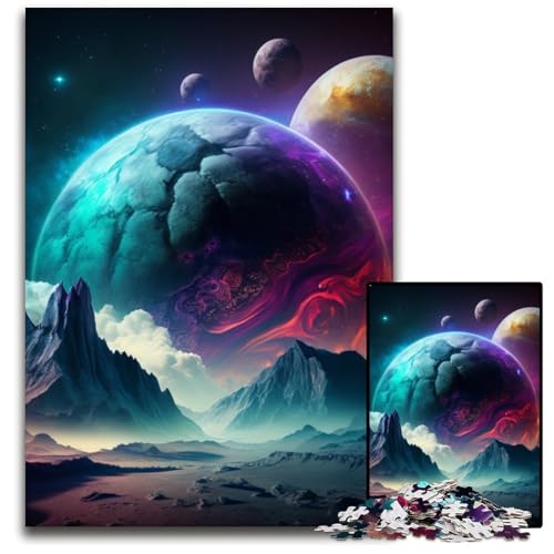 Universum-Planeten-Puzzles für Erwachsene, 1000 schwierige Puzzles für Erwachsene, ideales DIY-Dekor und Denksportgeschenk, 26x38cm/10,23x14,96 Zoll von RZFWJL