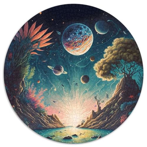 Verrückte Weltraumlandschaft, 1000-teiliges Puzzle, runde Puzzles mit 1000 Teilen für Erwachsene, anspruchsvolles Denkspiel – entspannendes Spielzeug für Teenager, 67,5 x 67,5 cm von RZFWJL