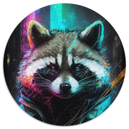 Waschbär-Puzzle mit 1000 Teilen, runde Puzzles mit 1000 Teilen für Erwachsene, anspruchsvolles Denkspiel – entspannendes Spielzeug für Teenager, 67,5 x 67,5 cm Waschbär-Puzzle mit 1000 Teilen, runde Puzzles mit 1000 Teilen für Erwachsene, anspruchsvolles Denkspiel – entspannendes Spielzeug für Teenager, 67,5 x 67,5 cm von RZFWJL