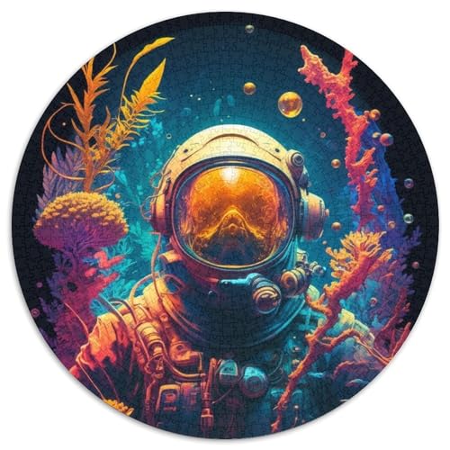 Weltraum-Astronauten-Puzzle, 1000 Teile, rund, 1000 Teile, für Erwachsene, interaktives Familienspiel, Denksportaufgabe, Lernspielzeug, 67,5 x 67,5 cm von RZFWJL