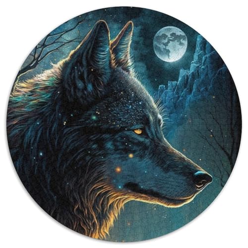 Wolf-Puzzle, 1000 Teile, rund, 1000 Teile, Lernspielzeug für Teenager, Heim- und Bürodekoration, 67,5 x 67,5 cm von RZFWJL
