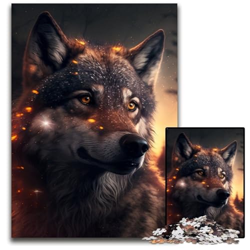 Wolf-Puzzle 1000 Teile für Erwachsene, Holzpuzzle, Teenager, Paare und Freunde zum Geburtstag, Weihnachten, 50x75cm/19,68x29,52 Zoll von RZFWJL