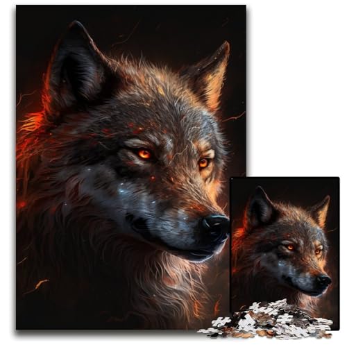 Wolf-Puzzle für Erwachsene, 1000 Teile, Holzpuzzle, anspruchsvolles Denkspiel für Teenager, interaktives Familienspiel, 50x75cm/19,68x29,52 Zoll von RZFWJL