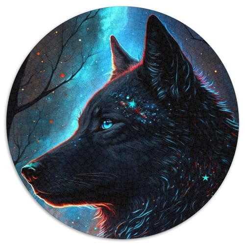 Wolf-Puzzle mit 1000 Teilen, runde Puzzles mit 1000 Teilen für Erwachsene, anspruchsvolles Denkspiel – entspannendes Spielzeug für Teenager, 67,5 x 67,5 cm von RZFWJL