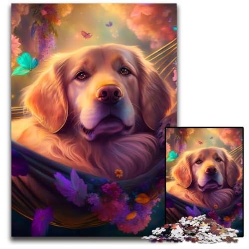 Wunderschöne Golden Retriever-Puzzles für Erwachsene, 1000-teiliges schwieriges Puzzle für Erwachsene, Denkspiel für Teenager und Familieninteraktion, 26x38cm/10,23x14,96 Zoll Wunderschöne Golden Retriever-Puzzles für Erwachsene, 1000-teiliges schwieriges Puzzle für Erwachsene, Denkspiel für Teenager und Familieninteraktion, 26x38cm/10,23x14,96 Zoll von RZFWJL