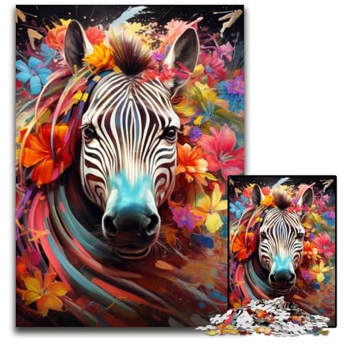 Zebra-Puzzle, 1000 Teile, für Erwachsene, Holzpuzzle, interaktives Familienspiel, DIY-Heimdekoration, Gehirn-Herausforderung, Geschenk, 50x75cm/19,68x29,52 Zoll von RZFWJL