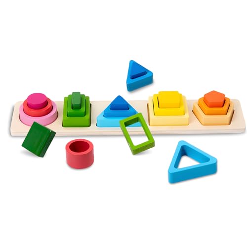RZMZBY hölzerne magnetische Fischerei Two-in-One Geometrische Form Matching-Blöcke Set Kinder Lernspielzeug Früherziehung von RZMZBY