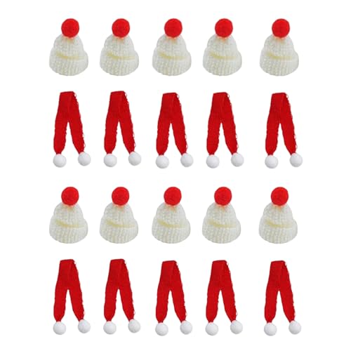 20/30 Stück Mini Weihnachtsmütze Und Schal Set, Weihnachtsmann Strickmütze Bestecktaschen, Mini Nikolausmütze Weihnachtsschal Tischdekoration Für Weinflasche, Besteckhüllen, Puppenhaus Deko (Weiß) 20/30 Stück Mini Weihnachtsmütze Und Schal Set, Weihnachtsmann Strickmütze Bestecktaschen, Mini Nikolausmütze Weihnachtsschal Tischdekoration Für Weinflasche, Besteckhüllen, Puppenhaus Deko (Weiß) von RZXBB