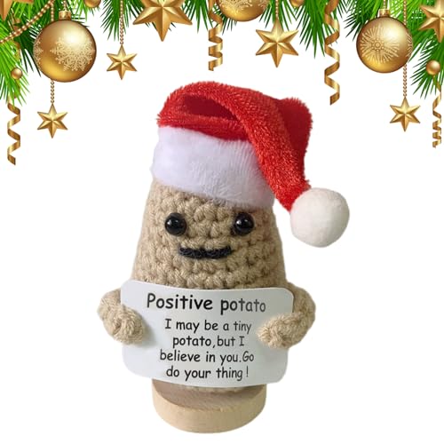 RZXBB Pocket Hug Positive Kartoffel Weihnachten Mini Strickwolle Kartoffel Puppe - Lustige Gestrickte Positive Kartoffel Puppe Für Beste Freundin Geschenke, Abschiedsgeschenk Kollegen (A) von RZXBB