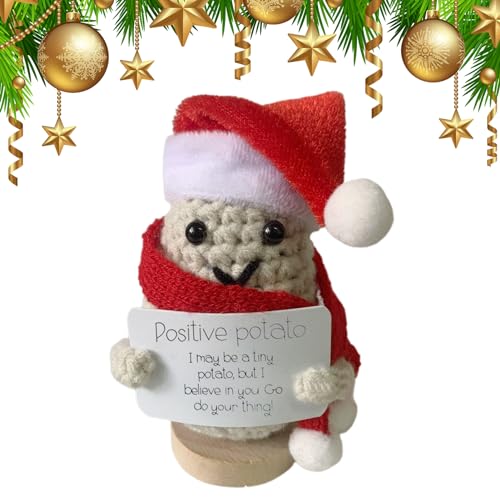 RZXBB Pocket Hug Positive Kartoffel Weihnachten Mini Strickwolle Kartoffel Puppe - Lustige Gestrickte Positive Kartoffel Puppe Für Beste Freundin Geschenke, Abschiedsgeschenk Kollegen (B) von RZXBB