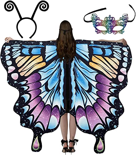 RZXBB Schmetterlingsflügel Damen,Schmetterling Kostüm Damen,Schmetterling Umhang Schal,Schmetterling Karneval,Butterfly Wings Mit Bunter Maske Und Stirnband,Für Cosplay, Fasching, Faschingsball (D) RZXBB Schmetterlingsflügel Damen,Schmetterling Kostüm Damen,Schmetterling Umhang Schal,Schmetterling Karneval,Butterfly Wings Mit Bunter Maske Und Stirnband,Für Cosplay, Fasching, Faschingsball (D) von RZXBB