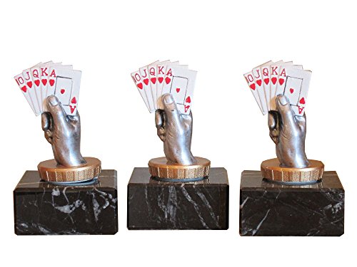 3er-Serie Poker/Skat-Pokale (R) auf Marmorsockel mit Wunschgravur von RaRu