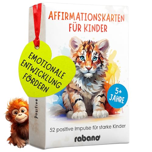 Rabano Art 52 Affirmationskarten für Kinder - Selbstbewusstsein & Achtsamkeit stärken bei Kindern - pädagogisch wertvoll - Gefühlskarten, Motivationskarten für Kinder - Kartenset mit Affirmationen von Rabano Art