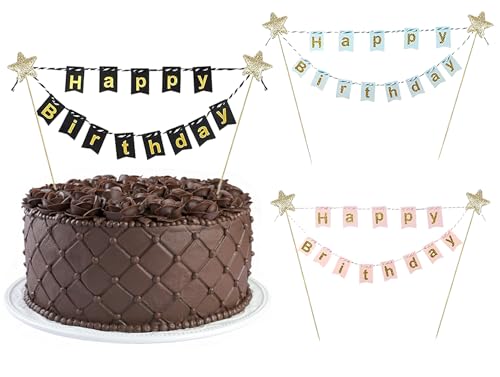 RabbFit 3er Happy Birthday Cake Topper Set, Multicoloured Cake Topper Banner, Cake Decoration für Geburtstage RabbFit 3er Happy Birthday Cake Topper Set, Multicoloured Cake Topper Banner, Cake Decoration für Geburtstage von RabbFit