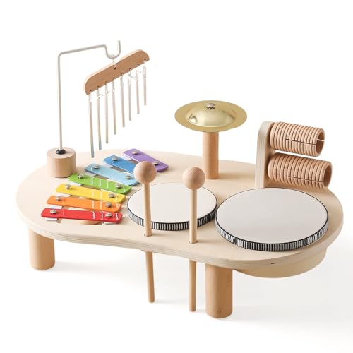 Hölzerne musikalische Tischplatte, Tischtrommel Set, hölzernes Schlagzeug, Musikinstrumente, Kleinkind Montessori Musikinstrumente von Rablue