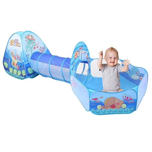 Kinder Spielen Zelt und Tunnel, Pop Up Spielzelt Ball Pit für Kleinkinder Indoor Outdoor Spielhaus mit Crawl Tunnel Spielzeug Geschenk für Kinder Baby Mädchen Jungen von Rablue