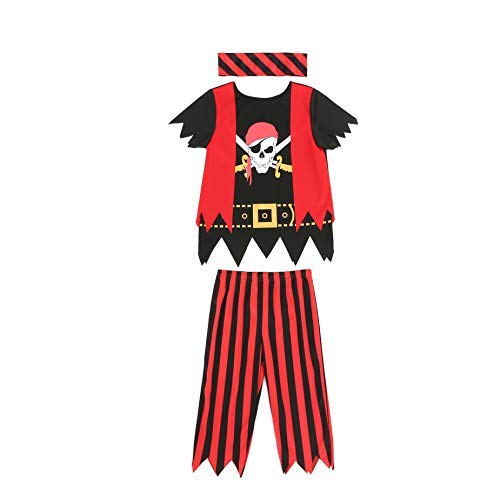 Rabtero Kinder Pirate Kostüm, Jungen Pirate Dress Up Kostüm, 3-Stücke Set Pirate Cosplay, für Kinder 3-4 Jahre von Rabtero