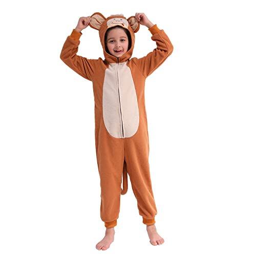 Rabtero Kinder Tier Onesie Kostüm, Unisex Affe Kostüm, Affe Onesie, Kinder Halloween/Weihnachten/Karneval Festival Kostüm für Kinder 4-6 von Rabtero