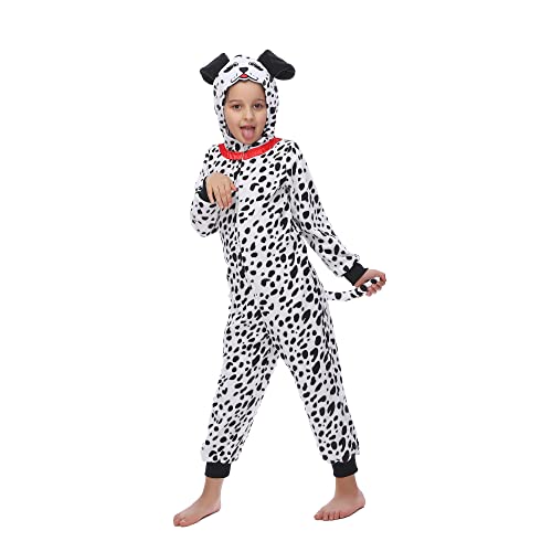 Rabtero Kinder Tier Onesie Kostüm, Unisex Spotted Hund Onesie Kostüm, Dalmatiner Onesie Kostüm, Kinder Halloween/Weihnachten/Karneval Festival Kostüm für Kinder 6-8 Rabtero Kinder Tier Onesie Kostüm, Unisex Spotted Hund Onesie Kostüm, Dalmatiner Onesie Kostüm, Kinder Halloween/Weihnachten/Karneval Festival Kostüm für Kinder 6-8 von Rabtero