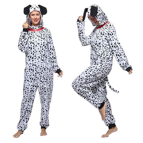 Rabtero Unisex Erwachsene Tier Onesie, Damen Dalmatiner-Kostüm, 101 Dalmatiner-Kostüm, Halloween, Weihnachten, Cosplay, Mottoparty, Hundekostüme für Erwachsene, Männer und Frauen, Größe S Rabtero Unisex Erwachsene Tier Onesie, Damen Dalmatiner-Kostüm, 101 Dalmatiner-Kostüm, Halloween, Weihnachten, Cosplay, Mottoparty, Hundekostüme für Erwachsene, Männer und Frauen, Größe S von Rabtero