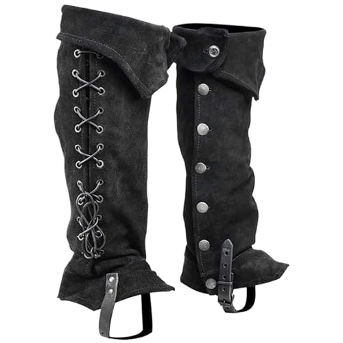 Rachlicy Piratenstiefel Cover 1 Paar Viking mittelalterlicher Stiefel Cover mit Knopfverschluss Polyester Renaissance Kostüm für Cosplay Halloween Schwarz Rachlicy Piratenstiefel Cover 1 Paar Viking mittelalterlicher Stiefel Cover mit Knopfverschluss Polyester Renaissance Kostüm für Cosplay Halloween Schwarz von Rachlicy