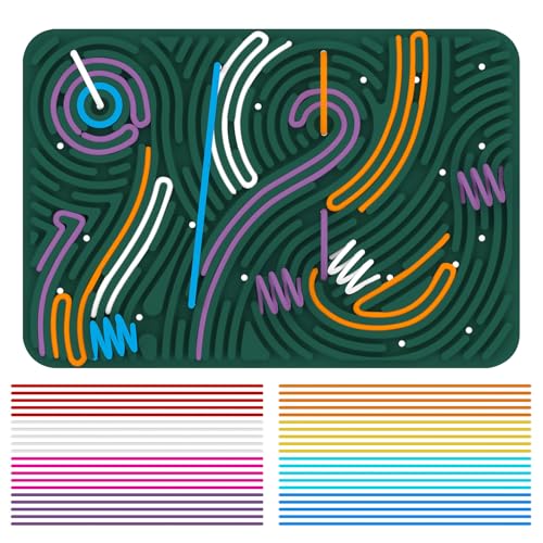 Groß Sensorik Activity Board Silikon, Sensory Fidget Toys, Doppelseitiges Aktivitätsbrett mit 40 Strings & Reisetasche Beruhigung ADHD Autismus Spielzeug für Kinder, 29.5 x 20 cm (Dunkelgrün) von Radianeroryi