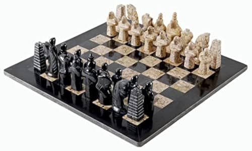 RADICALn 15 Zoll Original Handgemachtes Schwarz und Koralle Antik Vollmarmor Schachspiel Set - Turnier Schachsets - 2 Spieler Staunton Tisch Schachbrett Spiel Set von Radicaln